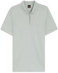 BOSS - Short Sleeve Quarter Zip Polo Top - Lyst