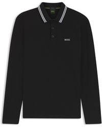 BOSS - Plisy Long Sleeve Polo Shirt With Logo Detail - Lyst