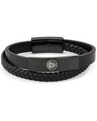 Team - Officially Licensed Stainless Steel And Leather Ip Bracelet - Lyst