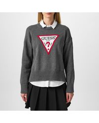 Guess - S Triangle Knit Jumpers Cobbleston Hthr 10 - Lyst