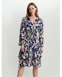 Gina Bacconi - Alarice V Neck Rouched Waist Dress - Lyst
