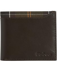 Barbour - Brodick Leather And Tartan Billfold Wallet - Lyst