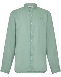 Timberland - Linen Korean Collar Long Sleeve Oxford Shirt - Lyst