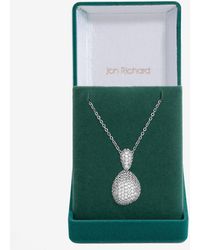 Jon Richard - Rhodium Plated Cz Drop Dome Pendant - Lyst