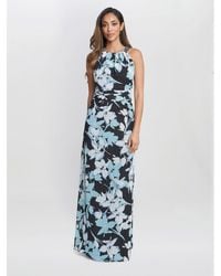 Gina Bacconi - Irina Printed Halter Neck Maxi Dress - Lyst