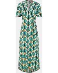 AX Paris - Print V Neck Tie Detail Short Sleeve Midi Dress - Lyst