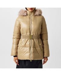 Barbour - Saskia Faux Fur Hood Long Sleeve Short Puffer Jacket - Lyst