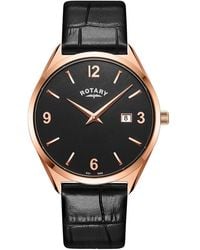 Rotary - Ultra Slim Rg Ss Leather Watch - Lyst