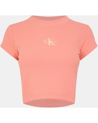 Calvin Klein - Mono Rib Cropped T Shirt - Lyst