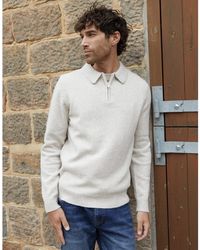 Threadbare - Windermere Long Sleeve Zip Knitted Polo Shirt - Lyst
