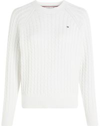 Tommy Hilfiger - Cable Knit Crew Neck Sweater - Lyst
