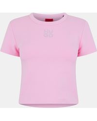 HUGO - Delanor Cropped T-shirt - Lyst
