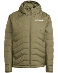 adidas - Hooded Adjustable Drawstring Zipped Pocket Solid Patterned Puffer Jacket - Lyst