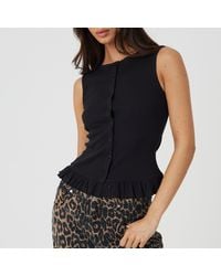 Brave Soul - Bs Crew Neck Button Down Vest With Frill Detail - Lyst