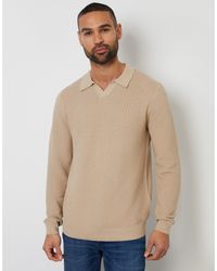 Threadbare - Brockholes Long Sleeve Knitted Polo Shirt - Lyst