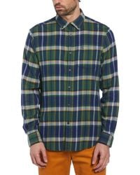 Original Penguin - Ecoverotm Blend Plaid Flannel Shirt In Medieval Blue - Lyst