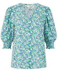 Yumi' - Ditsy Print Puff Sleeve Top - Lyst