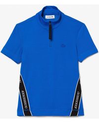 Lacoste - Ribbed Collar Zip Neck Short Sleeve Polo Shirt - Lyst