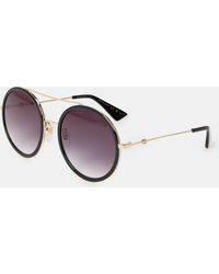 Gucci - Stripe Round Pilot Sunglasses - Lyst