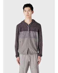 Emporio Armani - Suede Colourblock Hooded Jacket - Lyst