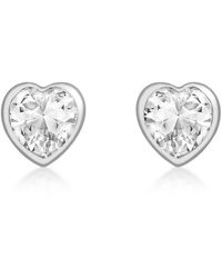 Be You - 9ct White Gold Heart Studs - Lyst