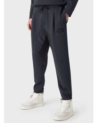 Emporio Armani - Striped Straight Leg Trousers - Lyst