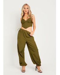 Missy Empire - Ruched Cargo Trousers With Toggle - Lyst