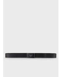Emporio Armani - Plate Buckle Premium Leather Belt - Lyst
