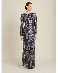 Gina Bacconi - Electra Long Sleeve Beaded Maxi Dress - Lyst