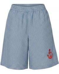Stella Nova - Striped Anchor Embroidered Shorts - Lyst