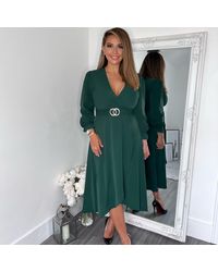 AX Paris - Long Sleeve Belted Midi Dress - Lyst