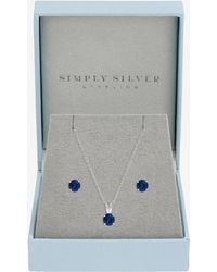 Simply Silver - 925 Sterling Plated Sapphire Solitaire Set - Lyst