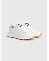 Tommy Hilfiger - Mixed Texture Cleat Leather Runner Trainers - Lyst