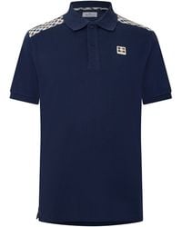 Aquascutum - Check Shoulder Cotton Short-Sleeve Polo Shirt - Lyst