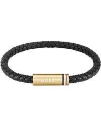 BOSS - Ares Single Magnetic Closure Single-Wrap Leather Bracelet - Lyst