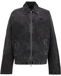 DIESEL - Stone Wash Bomber Jacket With Woven Cuff - Lyst