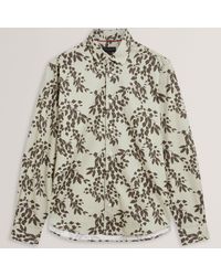 Ted Baker - Foliage Print Cotton Long Sleeve Shirt - Lyst