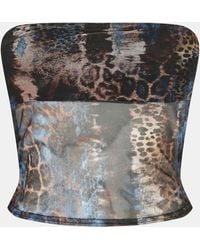 Missy Empire - Mesh Bandeau Printed Crop Top - Lyst