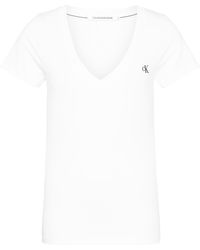 Calvin Klein - Embroidery Stretch V-neck T-shirt - Lyst