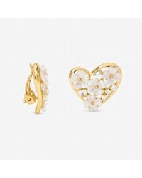 Jon Richard - Plated Floral Encrusted Heart Clip Earrings - Lyst
