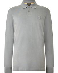 BOSS - Passerby Premium Cotton Long Sleeve Polo Shirt With Logo Detail - Lyst