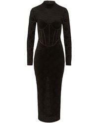 Bardot - Carmen Lace Corset Midi Long Sleeve Bodycon Dress - Lyst