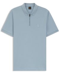 BOSS - Short Sleeve Quarter Zip Polo Top - Lyst