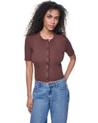 DKNY - Side Logo Elbow Sleeve Rib Cardigan - Lyst