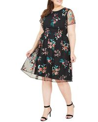Yumi' - Embroidered Floral Skater Dress - Lyst