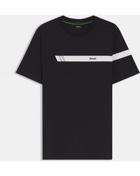 BOSS - Regular Fit T-Shirt With Logo Stripe - Lyst