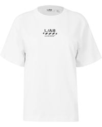 L/AB Off White - Diagonal Cotton Short-Sleeve Crew-Neck T-Shirt - Lyst