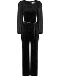 Gina Bacconi - Alaska Velvet Jumpsuit With Sheer Sleeve - Lyst