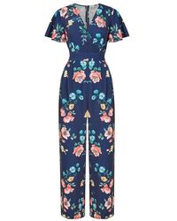 Yumi' - Floral Angel Sleeve Jumpsuit - Lyst