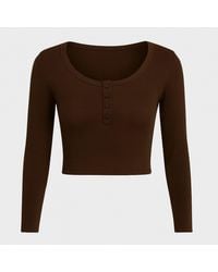 I Saw It First - Rib Button Front Long Sleeve Top - Lyst